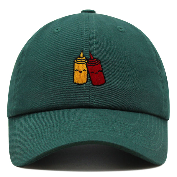 Ketchup and Mustard Premium Dad Hat Embroidered Baseball Cap Foodie Sauces Ketchut Mustard