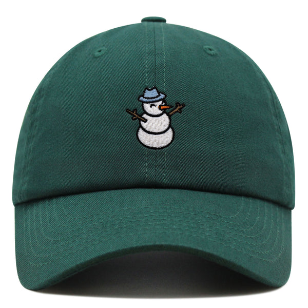 Snowman Premium Dad Hat Embroidered Baseball Cap Winter Snow