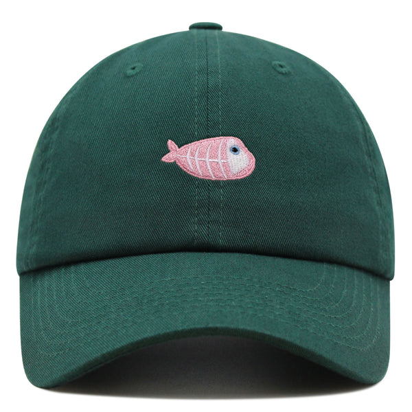 Fishbone Premium Dad Hat Embroidered Baseball Cap Pink Bone