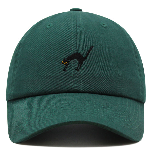 Scared Cat Premium Dad Hat Embroidered Baseball Cap Black Cat