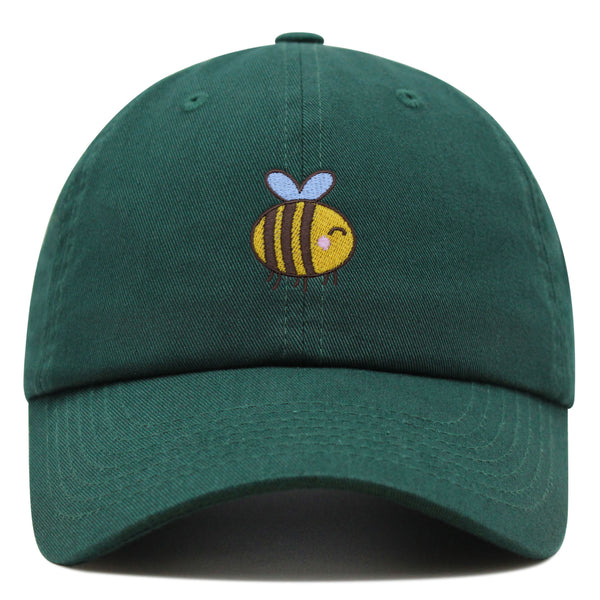 Smiling Honey Bee Premium Dad Hat Embroidered Cotton Baseball Cap Honey Bee