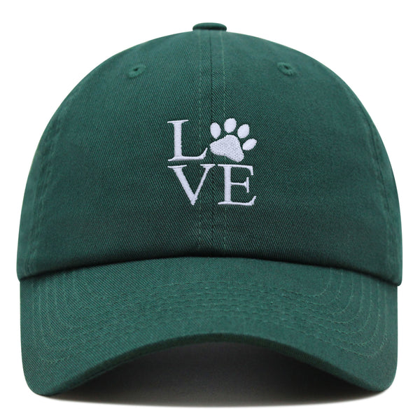 Love Paw Premium Dad Hat Embroidered Cotton Baseball Cap Love Sign