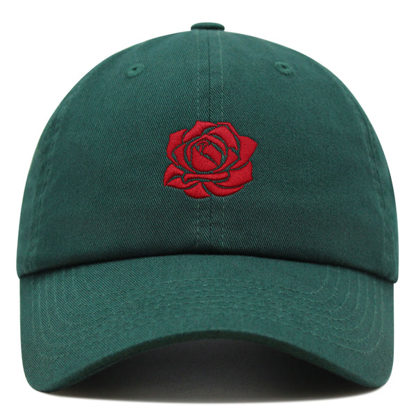 Red Rose Premium Dad Hat Embroidered Cotton Baseball Cap Flower