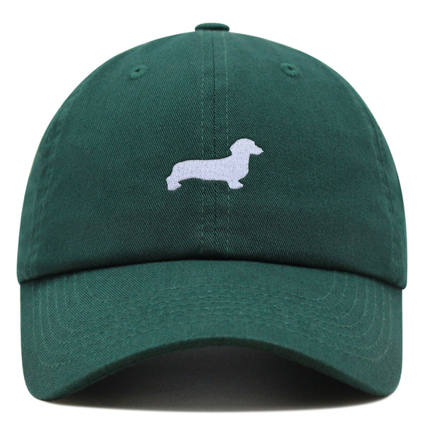 Dachshund Silhouette Premium Dad Hat Embroidered Cotton Baseball Cap Outline