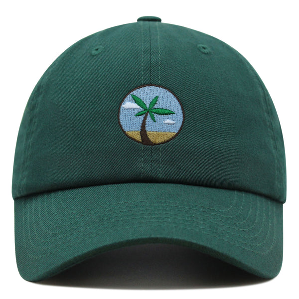 Oasis Palm Tree Premium Dad Hat Embroidered Cotton Baseball Cap