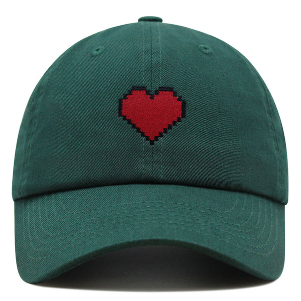 Pixel Heart Premium Dad Hat Embroidered Cotton Baseball Cap