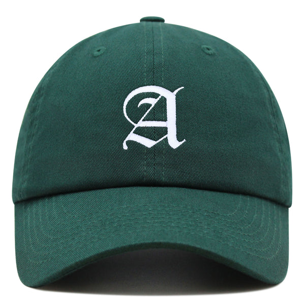 Old English Letter A Premium Dad Hat Embroidered Cotton Baseball Cap English Alphabet