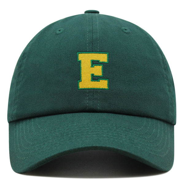 Initial E College Letter Premium Dad Hat Embroidered Cotton Baseball Cap Yellow Alphabet