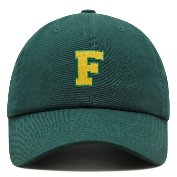 Initial F College Letter Premium Dad Hat Embroidered Cotton Baseball Cap Yellow Alphabet