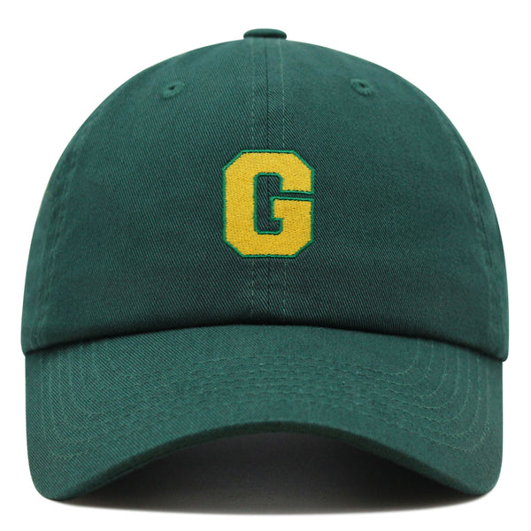 Initial G College Letter Premium Dad Hat Embroidered Cotton Baseball Cap Yellow Alphabet