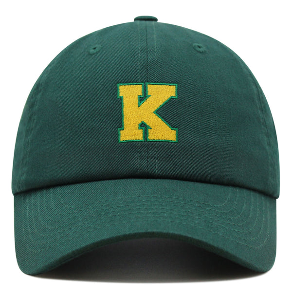 Initial K College Letter Premium Dad Hat Embroidered Cotton Baseball Cap Yellow Alphabet