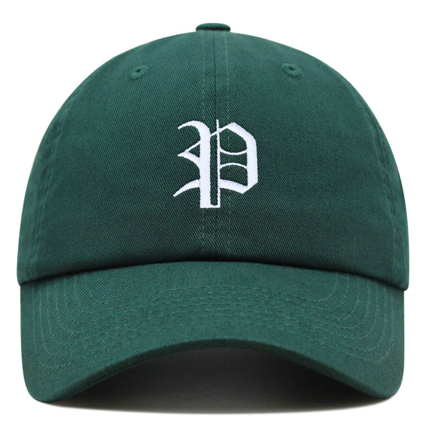 Old English Letter P Premium Dad Hat Embroidered Cotton Baseball Cap English Alphabet