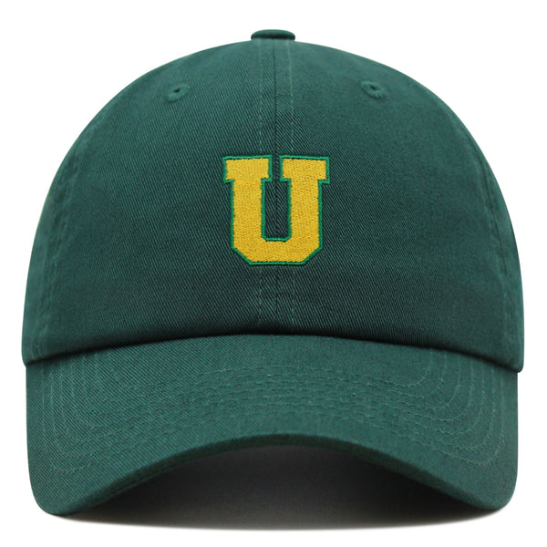 Initial U College Letter Premium Dad Hat Embroidered Cotton Baseball Cap Yellow Alphabet