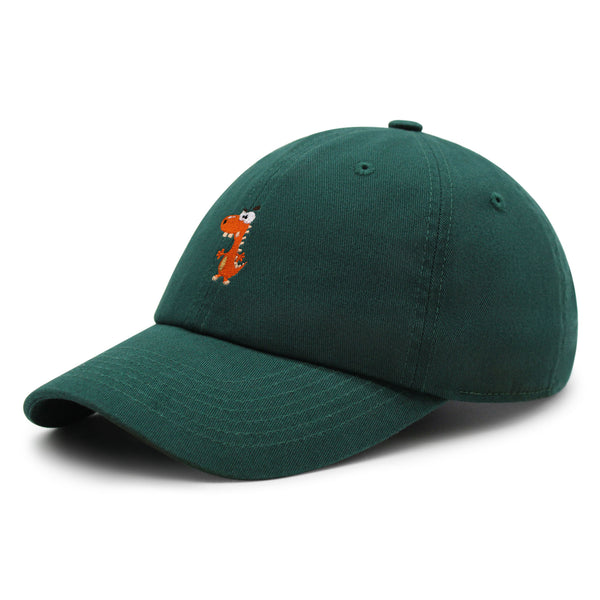 Funny Orange Dinosaur Premium Dad Hat Embroidered Baseball Cap  Funny Dino