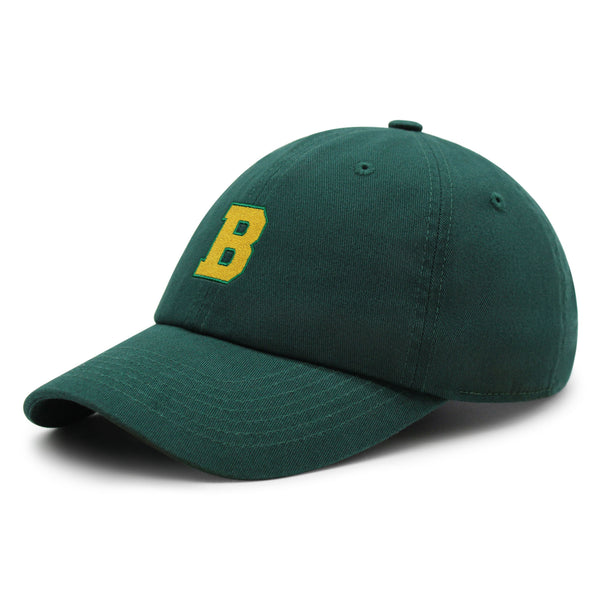 Initial B College Letter Premium Dad Hat Embroidered Cotton Baseball Cap Yellow Alphabet