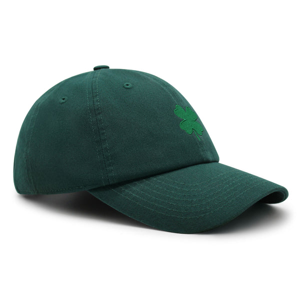 Green Clover Premium Dad Hat Embroidered Cotton Baseball Cap Four Leaf