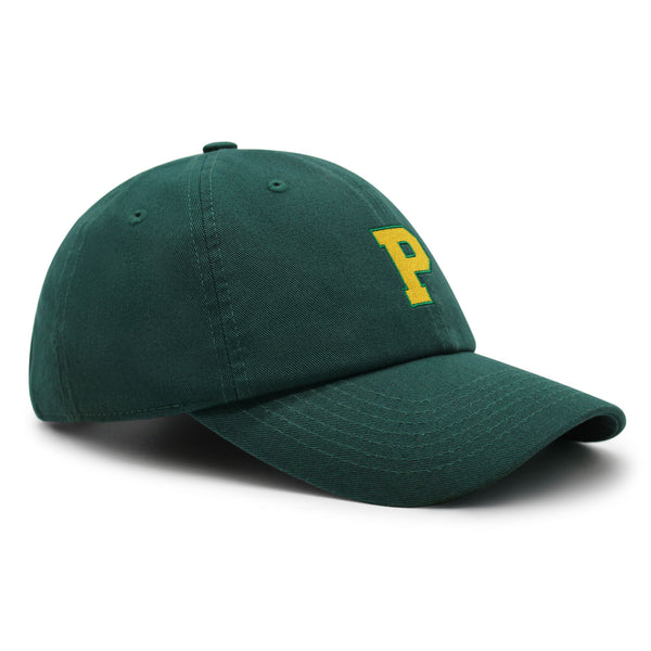 Initial P College Letter Premium Dad Hat Embroidered Cotton Baseball Cap Yellow Alphabet