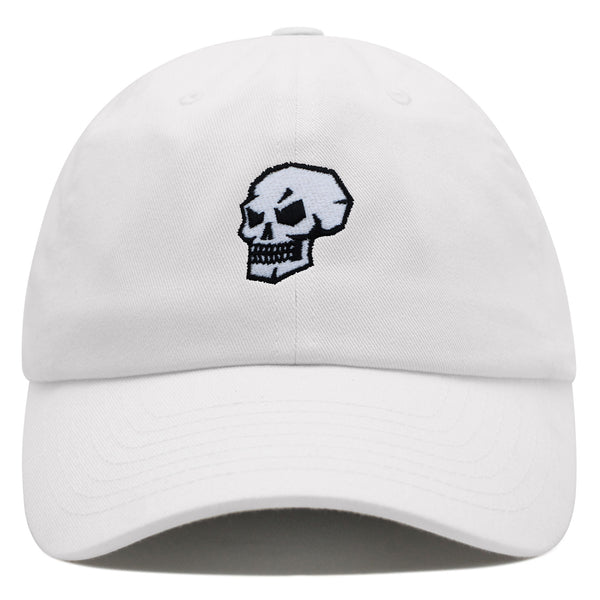 Skull Side View Premium Dad Hat Embroidered Baseball Cap Grunge