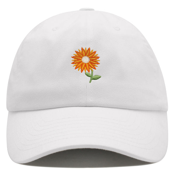 Orange Flower Premium Dad Hat Embroidered Baseball Cap Floral