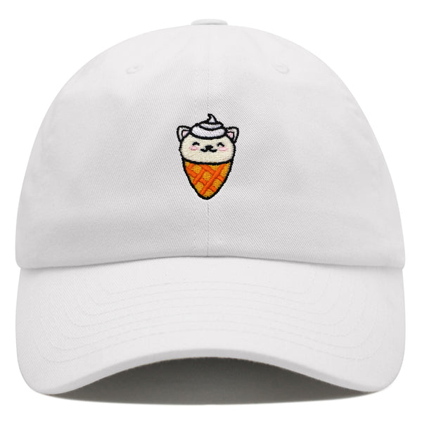 Ice Cream Cat Premium Dad Hat Embroidered Baseball Cap Ice Cream Foodie