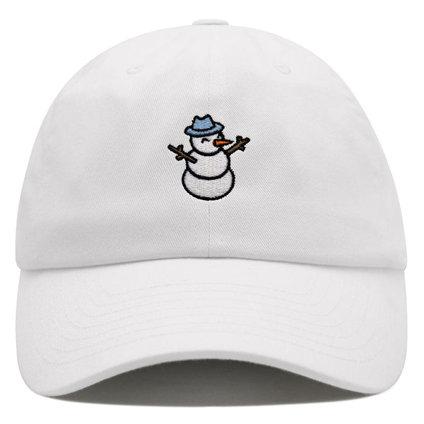 Snowman Premium Dad Hat Embroidered Baseball Cap Winter Snow