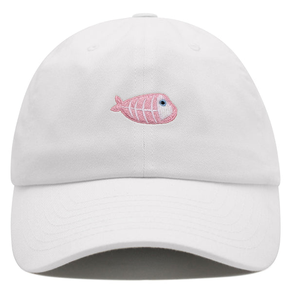 Fishbone Premium Dad Hat Embroidered Baseball Cap Pink Bone