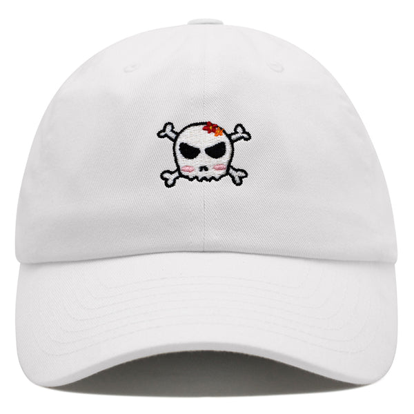 Skull Premium Dad Hat Embroidered Baseball Cap Ribbon Girly