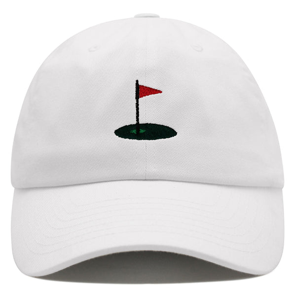 Golf Cup Premium Dad Hat Embroidered Baseball Cap Golf Ball Hole Flagstick Pin