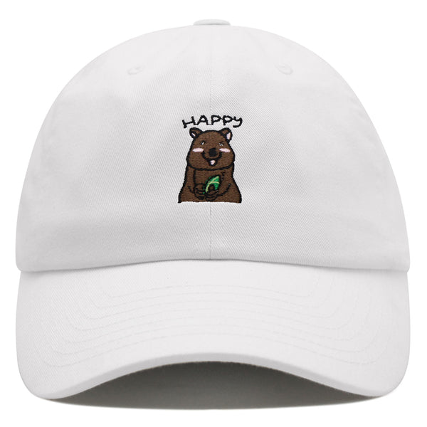 Happy Quokka Premium Dad Hat Embroidered Baseball Cap Cute Animal