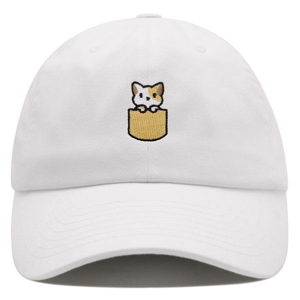 Pocket Cat Premium Dad Hat Embroidered Baseball Cap Shirt Pocket