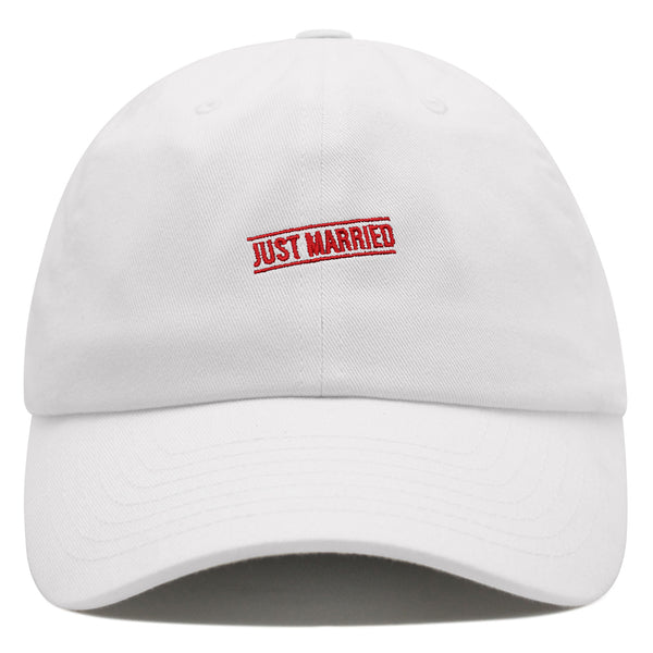 Just Married Premium Dad Hat Embroidered Baseball Cap Stamp