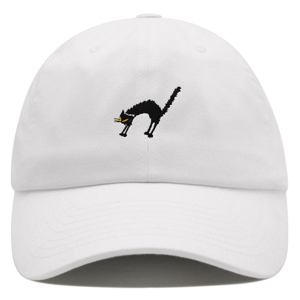 Scared Cat Premium Dad Hat Embroidered Baseball Cap Black Cat