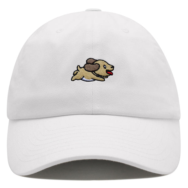 Cute Dog Running Premium Dad Hat Embroidered Cotton Baseball Cap Puppy Run