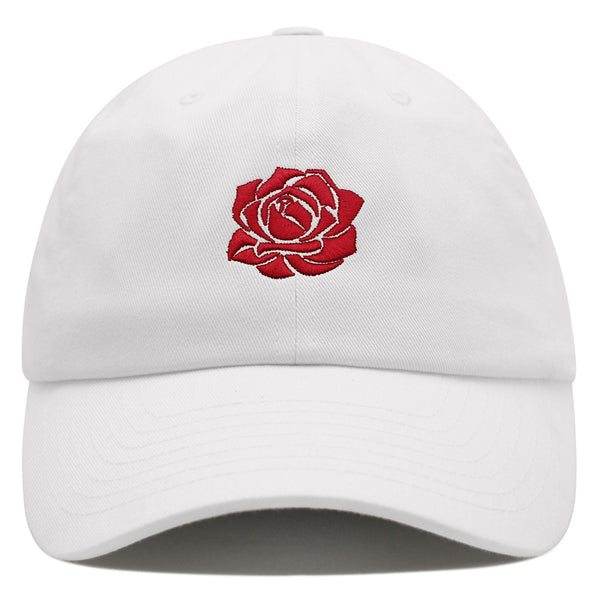 Red Rose Premium Dad Hat Embroidered Cotton Baseball Cap Flower