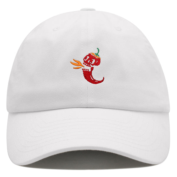 Jalapeno Skull Premium Dad Hat Embroidered Cotton Baseball Cap Spicy Pepper