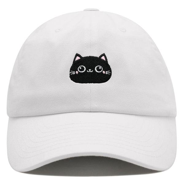 Black Cat Face Premium Dad Hat Embroidered Cotton Baseball Cap Cute Animal