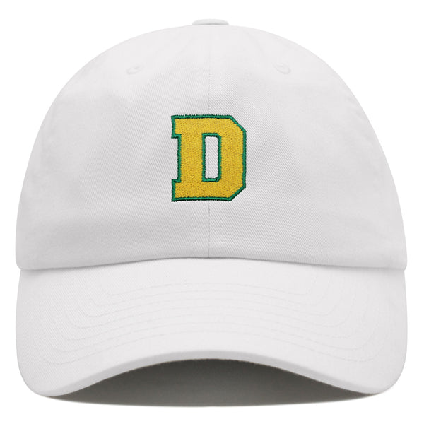 Initial D College Letter Premium Dad Hat Embroidered Cotton Baseball Cap Yellow Alphabet