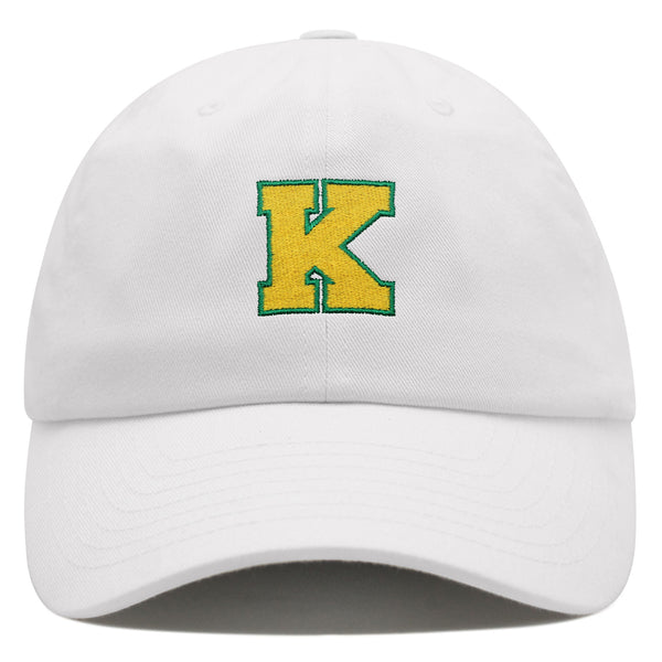 Initial K College Letter Premium Dad Hat Embroidered Cotton Baseball Cap Yellow Alphabet