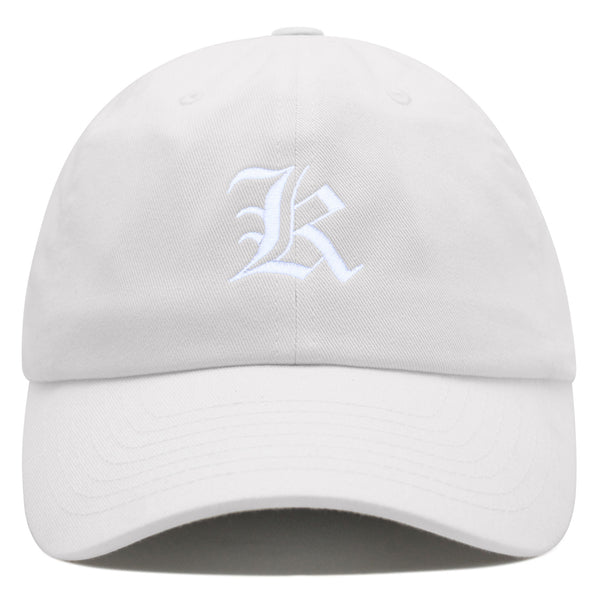 Old English Letter K Premium Dad Hat Embroidered Cotton Baseball Cap English Alphabet