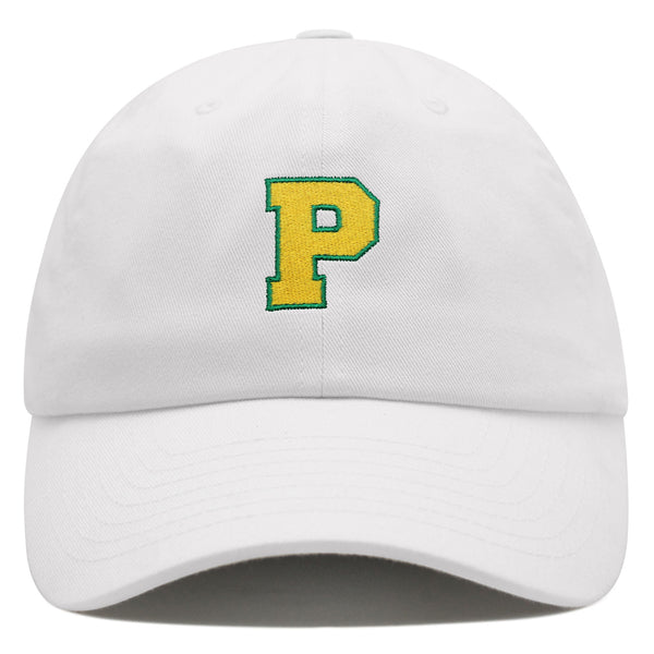 Initial P College Letter Premium Dad Hat Embroidered Cotton Baseball Cap Yellow Alphabet