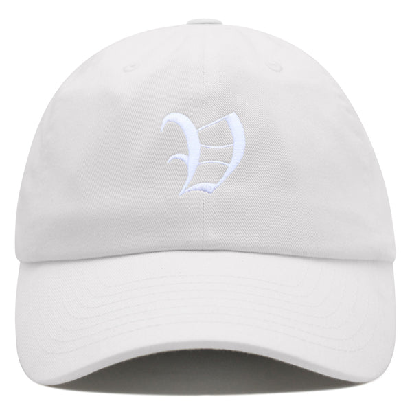 Old English Letter V Premium Dad Hat Embroidered Cotton Baseball Cap English Alphabet