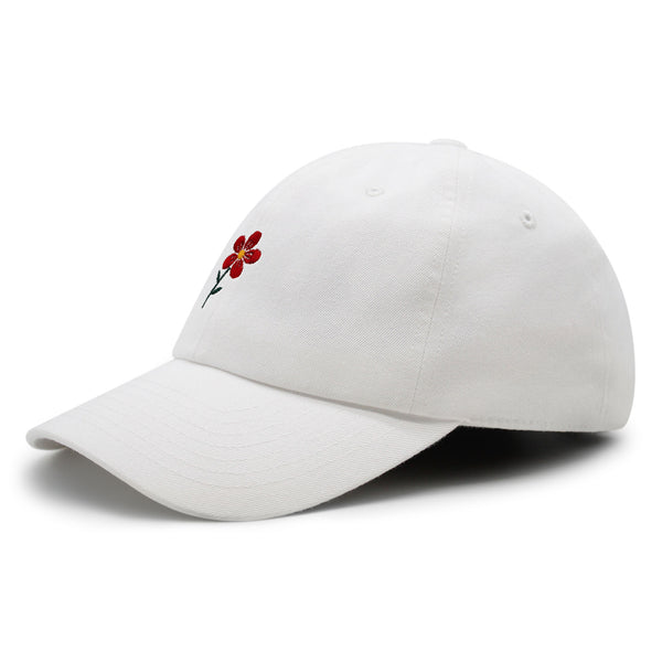 Red Flower Premium Dad Hat Embroidered Baseball Cap Floral