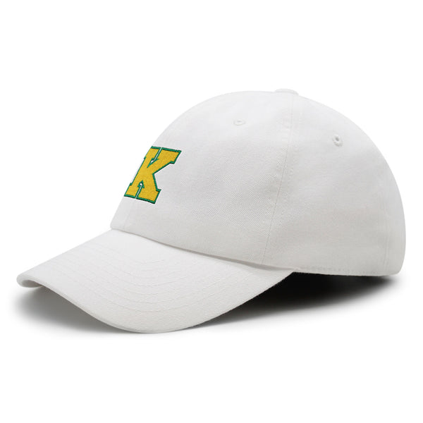 Initial K College Letter Premium Dad Hat Embroidered Cotton Baseball Cap Yellow Alphabet