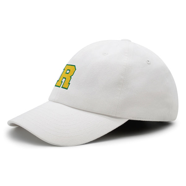 Initial R College Letter Premium Dad Hat Embroidered Cotton Baseball Cap Yellow Alphabet