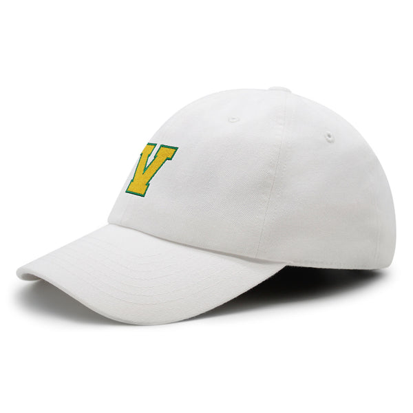 Initial V College Letter Premium Dad Hat Embroidered Cotton Baseball Cap Yellow Alphabet