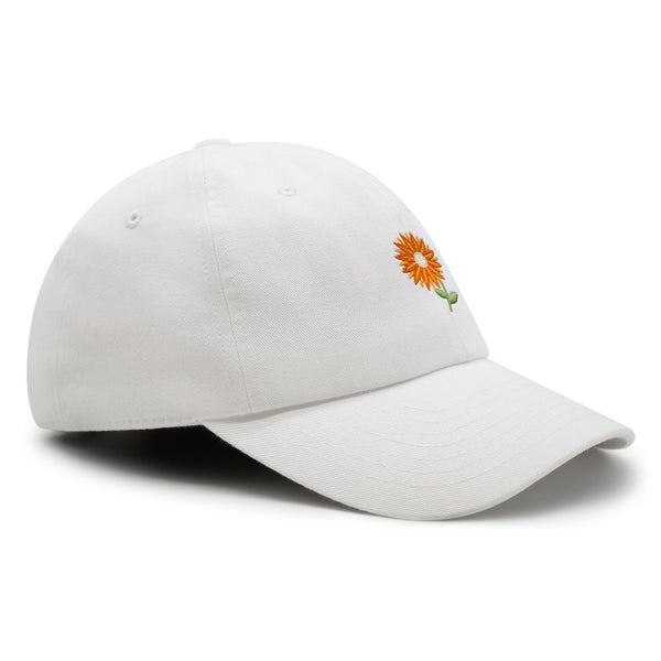 Orange Flower Premium Dad Hat Embroidered Baseball Cap Floral