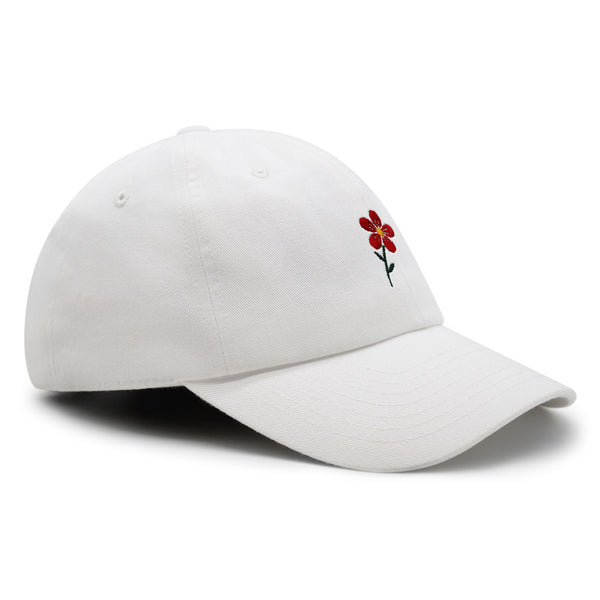 Red Flower Premium Dad Hat Embroidered Baseball Cap Floral