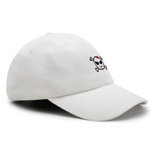 Skull Premium Dad Hat Embroidered Baseball Cap Ribbon Girly