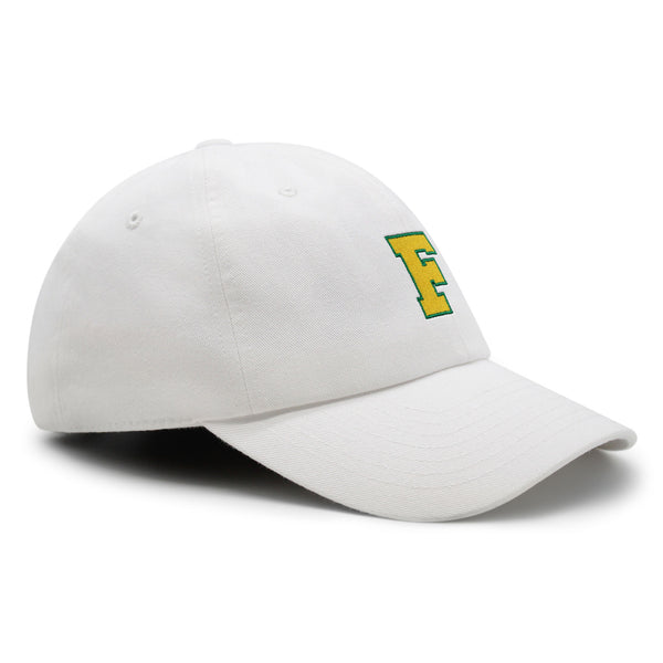 Initial F College Letter Premium Dad Hat Embroidered Cotton Baseball Cap Yellow Alphabet