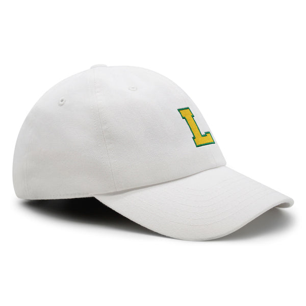 Initial L College Letter Premium Dad Hat Embroidered Cotton Baseball Cap Yellow Alphabet